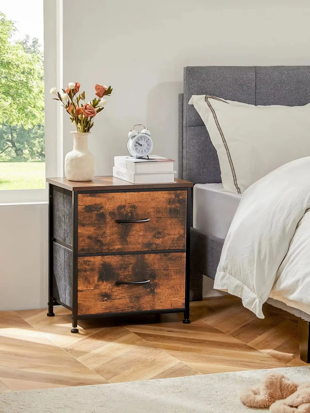 Elegant Nightstand Bedside Table for Bedroom Storage & Style