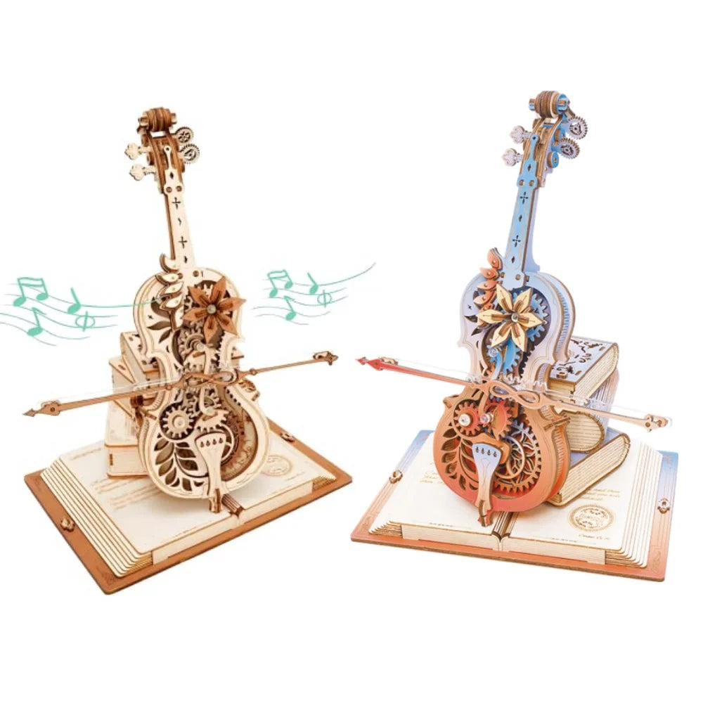 Wooden Music Box Puzzle DIY 3D Mechanical Model Kit