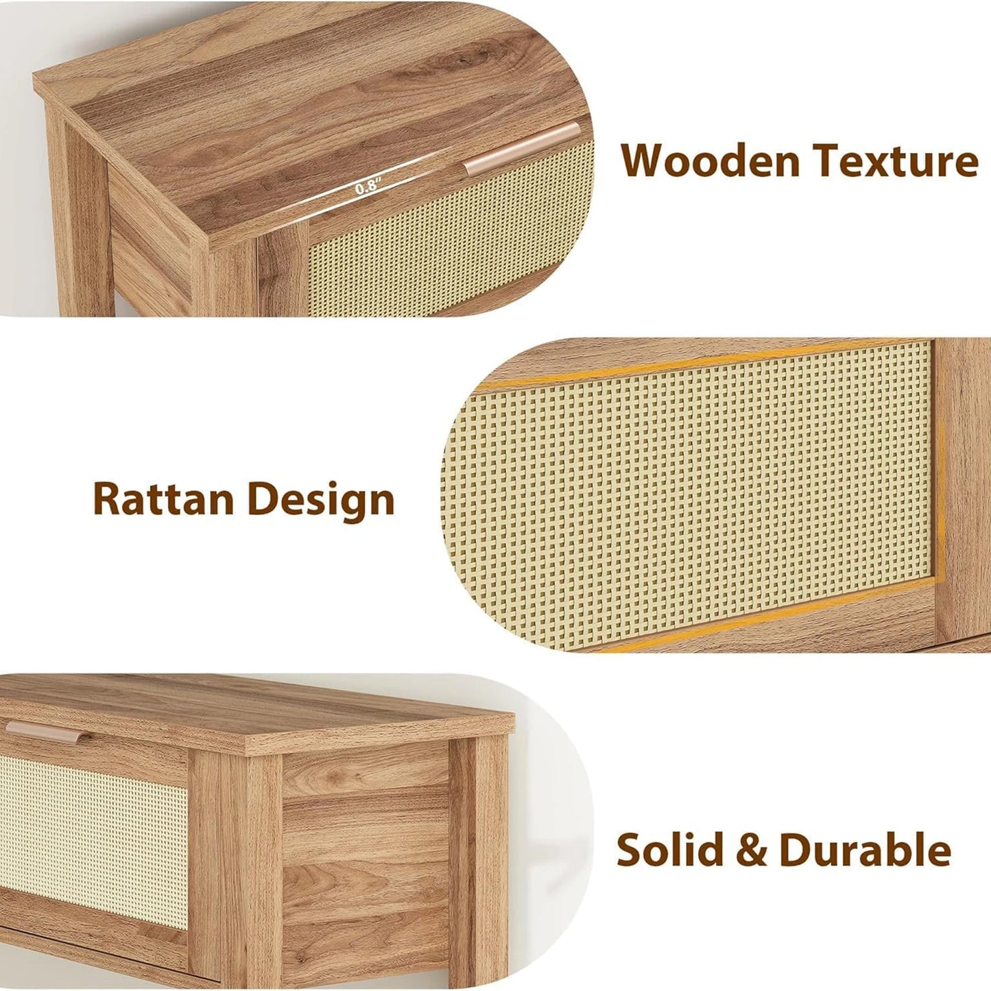 Entryway Table with Rattan Drawers