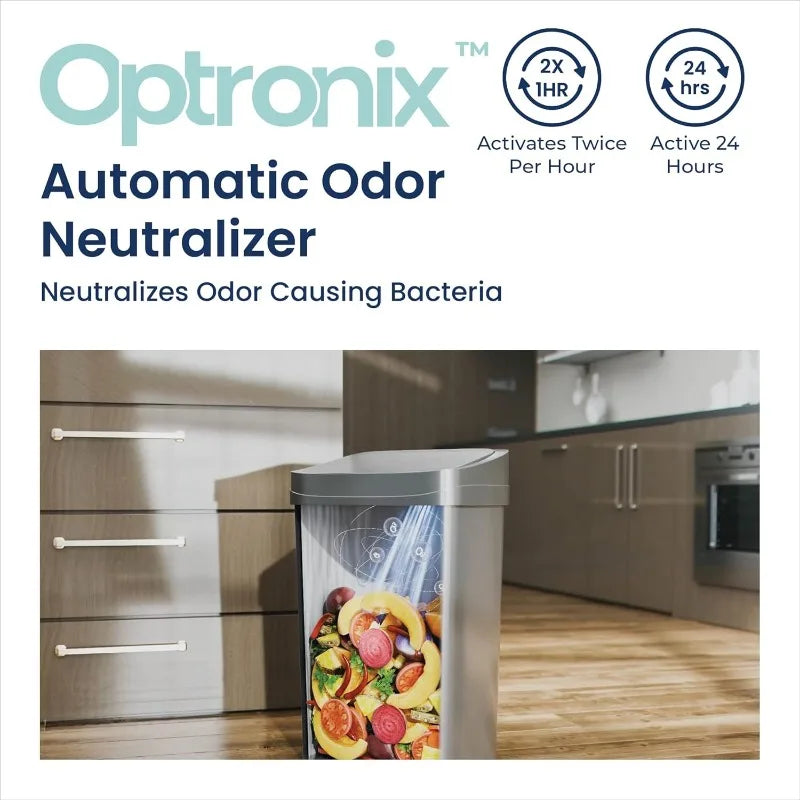 Motion Sensor, Trash Can, Stainless Steel