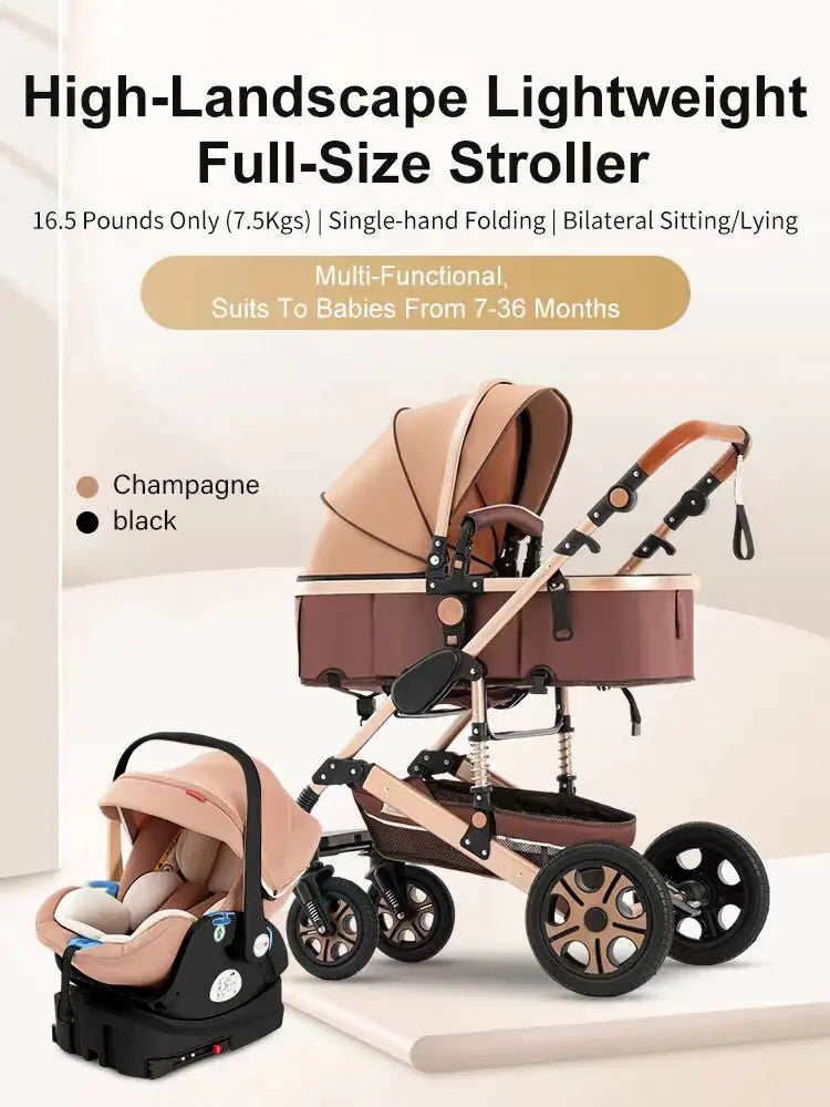 3 In 1 Baby Stroller with Car Seat and Carry Cot