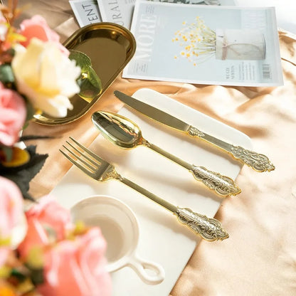 Gold Plastic Silverware set for home