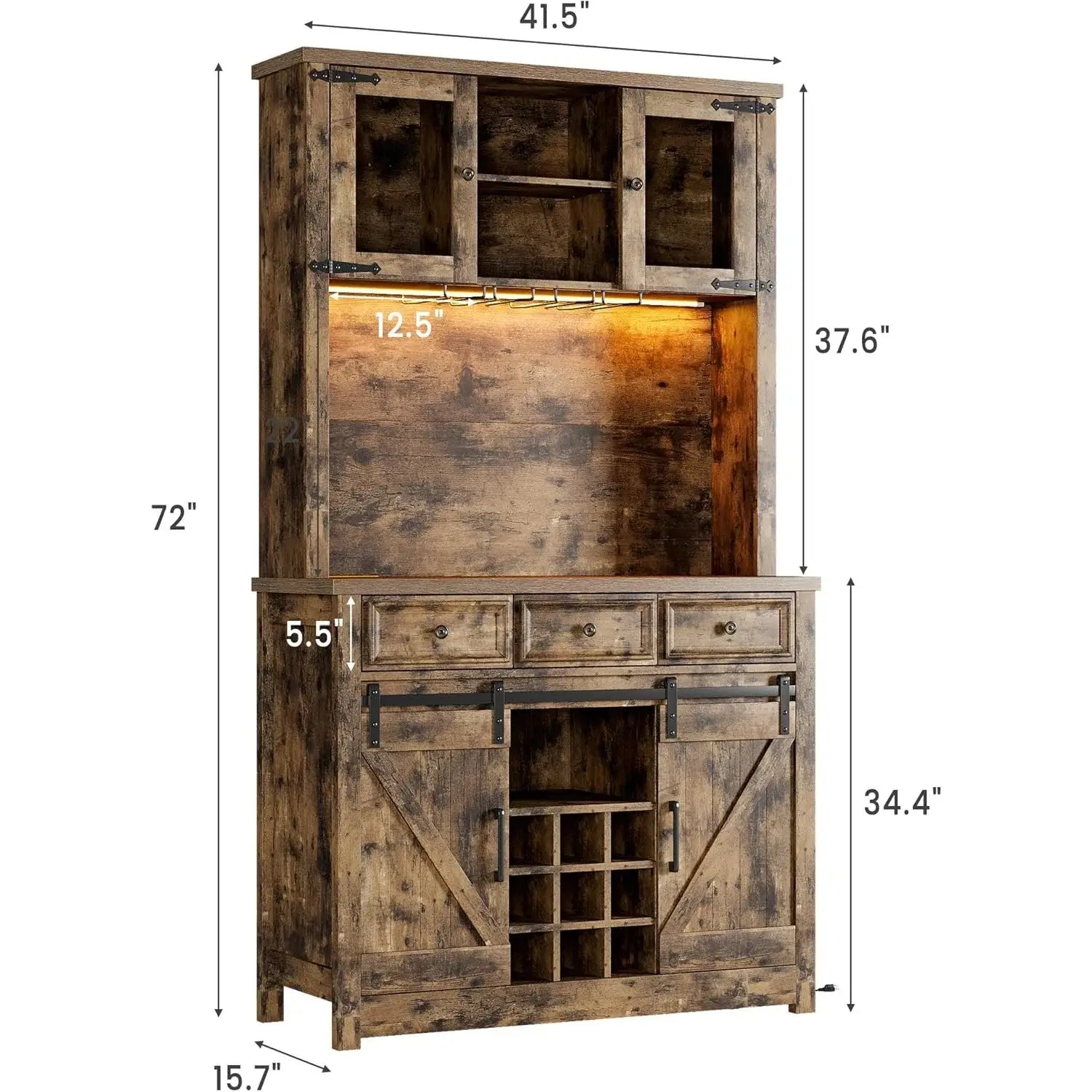 Coffee Bar with Power Outlet and LED Lighting