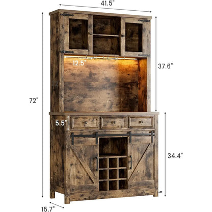 Coffee Bar with Power Outlet and LED Lighting