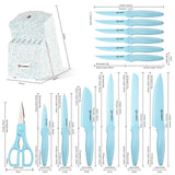 14 Pieces Blue Knife Set