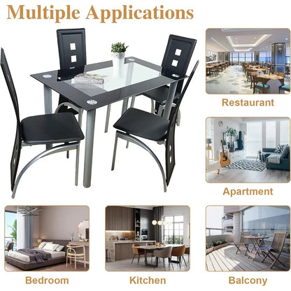 4-Seat Tempered Glass Dining Set