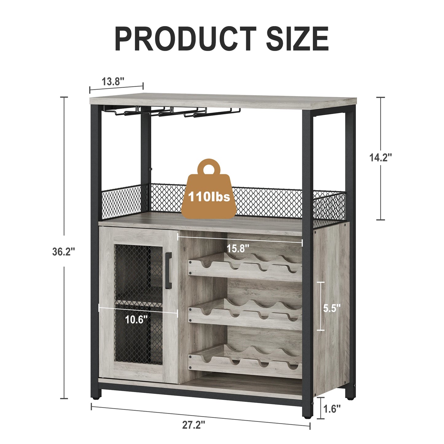 Wine Bar Cabinet with LED Lights