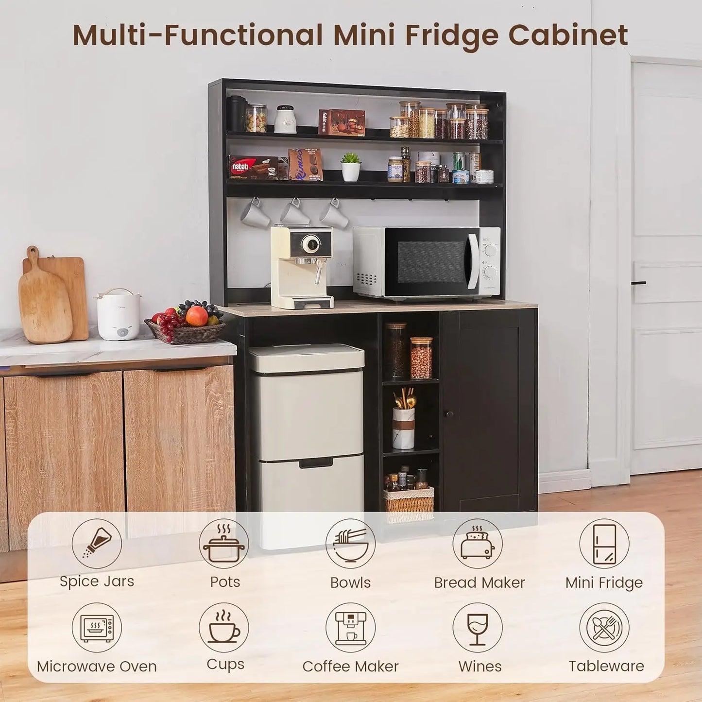 Mini Fridge Cabinet with Storage