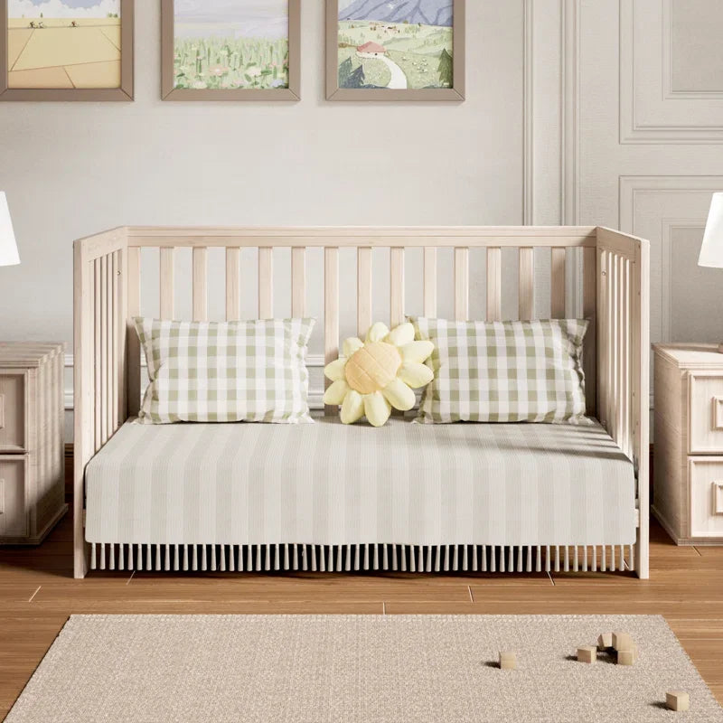 Convertible Baby Crib with Adjustable Mattress & Safety Rail