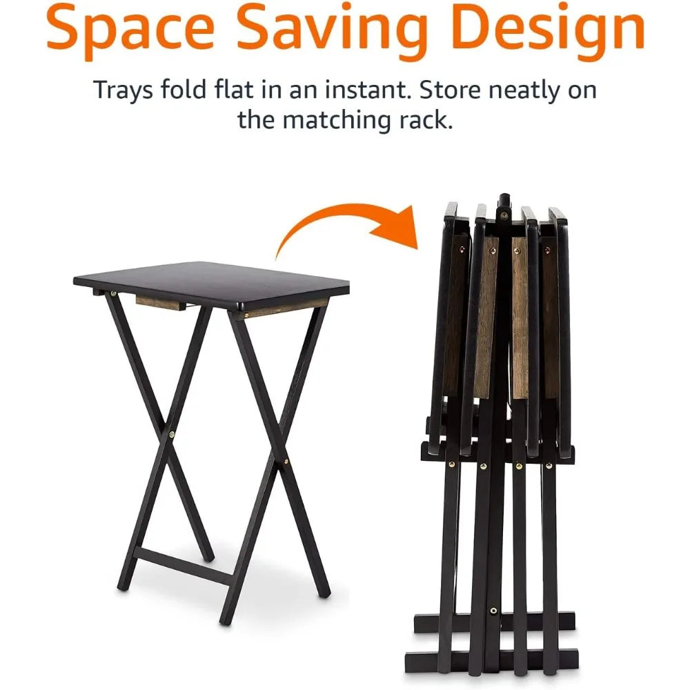 Folding Tray Table Set for Living Room and Home Use