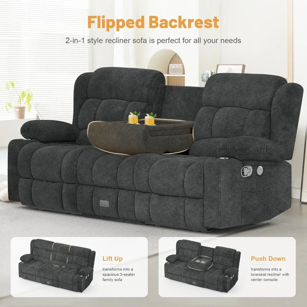Modern 3 Seat Reclining Sofa for Living Rooms & Lounging