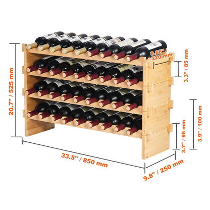 36 Bottle Wine Rack, Bamboo