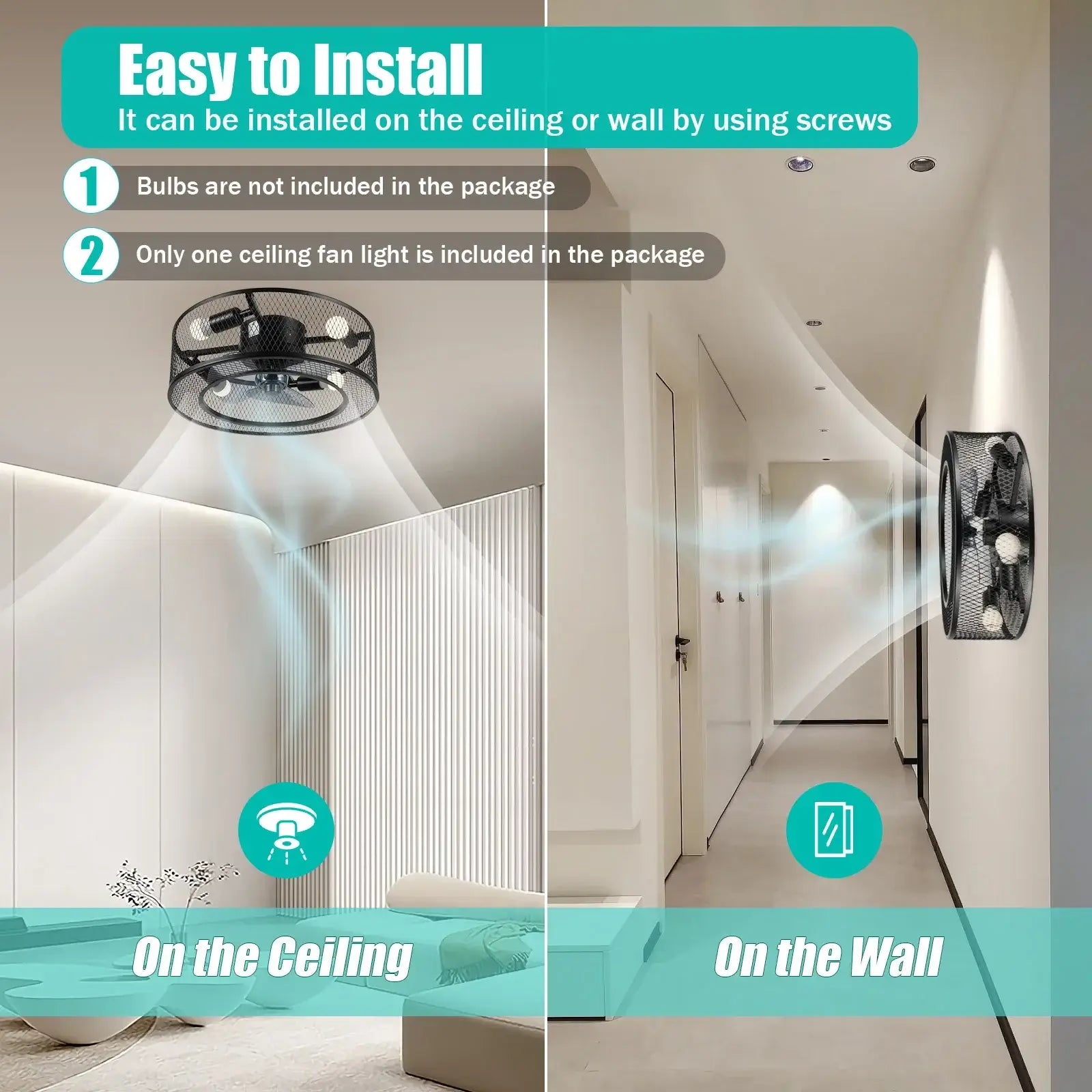 Caged Ceiling Fan with Integrated Light Fixture