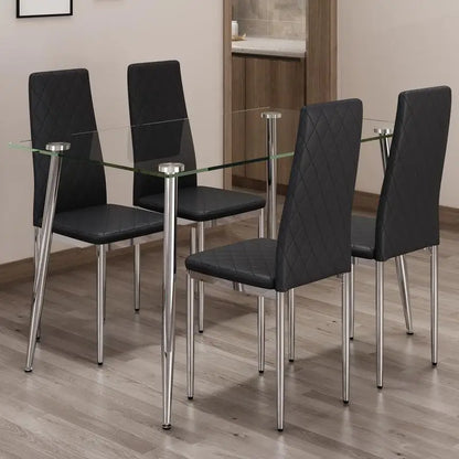 Dining Table with Tempered Glass Top