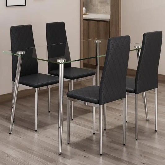 Dining Table with Tempered Glass Top