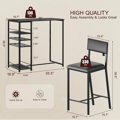 Dining Table with Storage Shelves