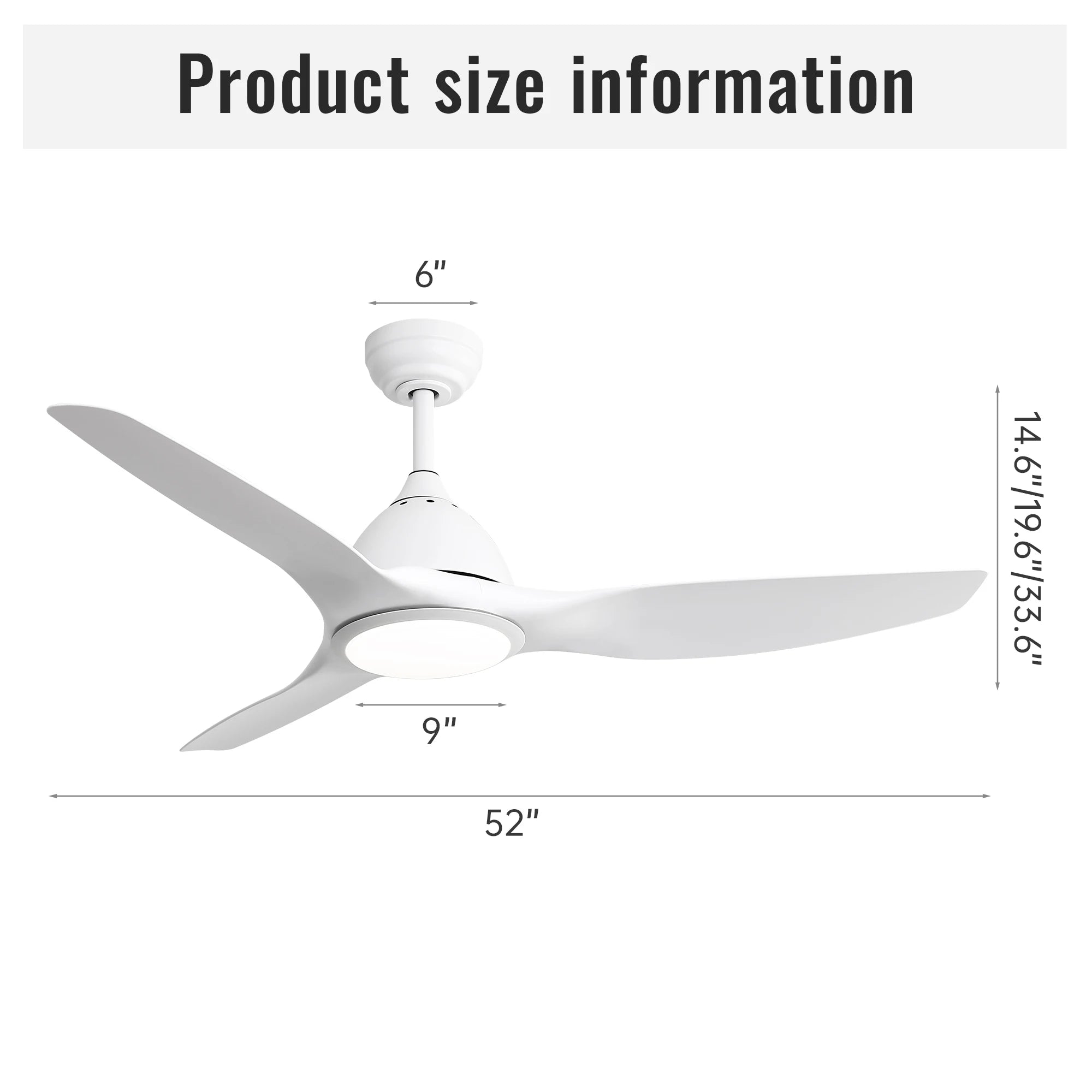 52-Inch Ceiling Fan LED DC Energy Efficient Modern Design