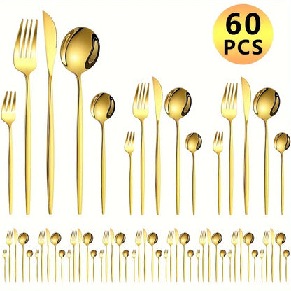 Luxury Golden Cutlery - 60 PCS