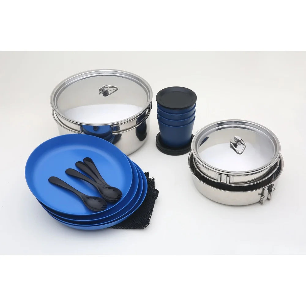 22 Piece Camping Cookware Set for Hiking & Outdoor Trips