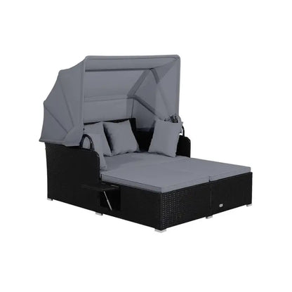 Gray Rattan Daybed Lounge