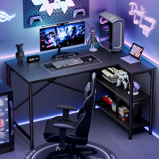 Gaming Desk Reversible Storage Shelves