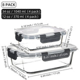 8-Piece Glass Food Containers