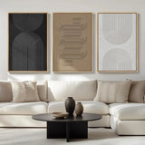 Tri-Panel/Black & White/Abstract Art