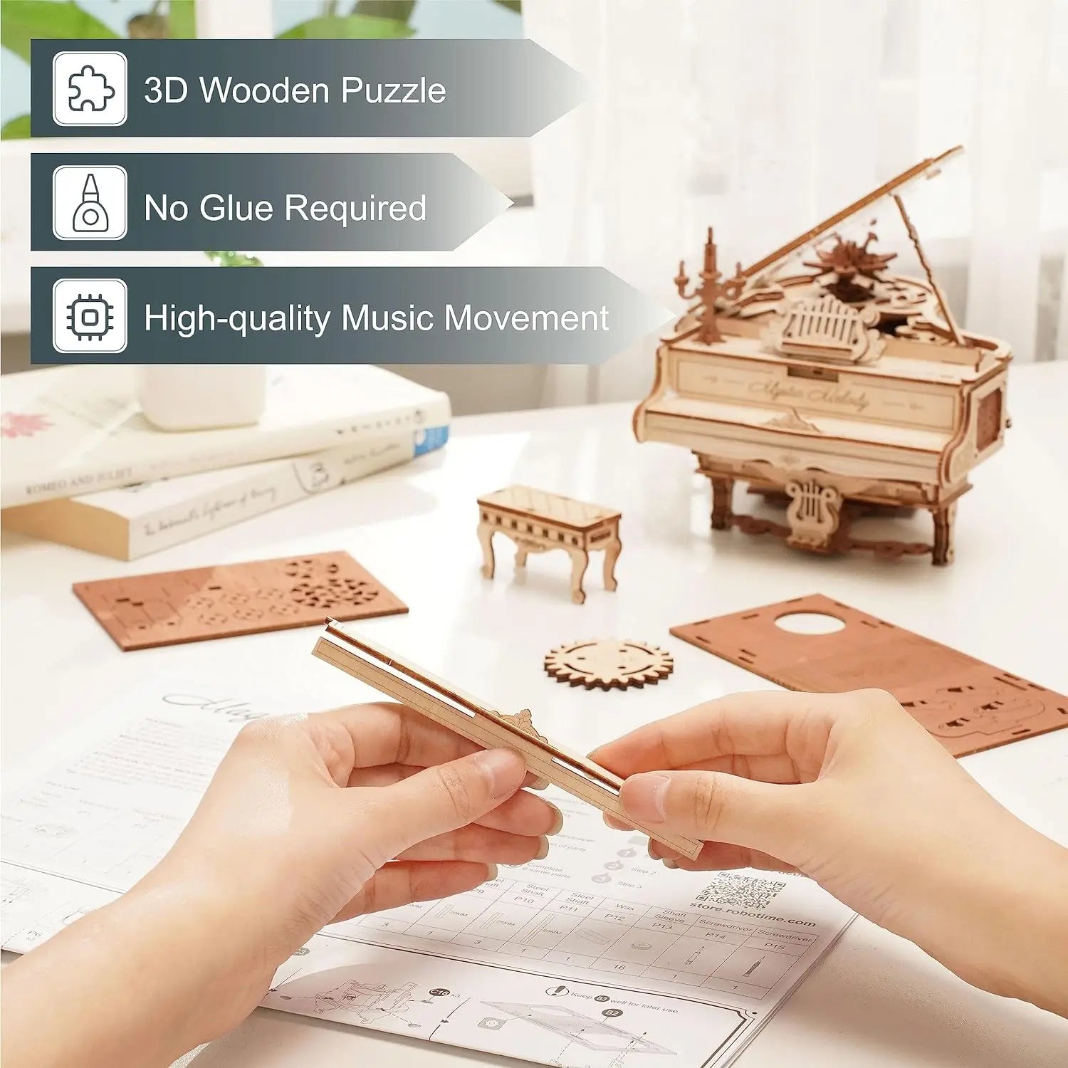 Piano 3D Puzzles Wooden Music Model Building Kit