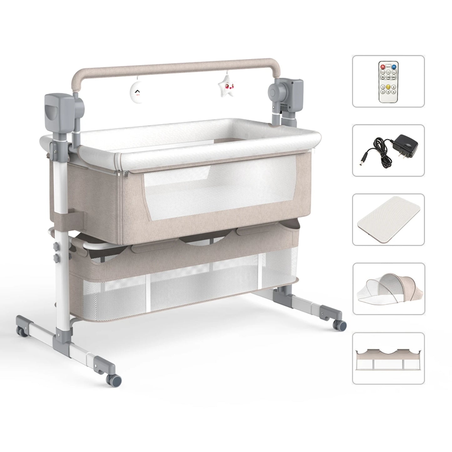 Rocking Baby Bassinet with Gentle Motion for Newborns