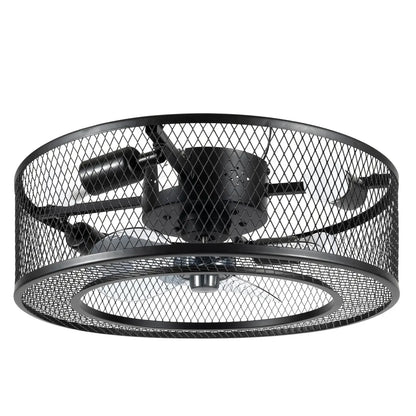Caged Ceiling Fan with Integrated Light Fixture