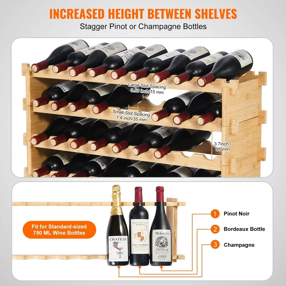 36 Bottle Wine Rack, Bamboo
