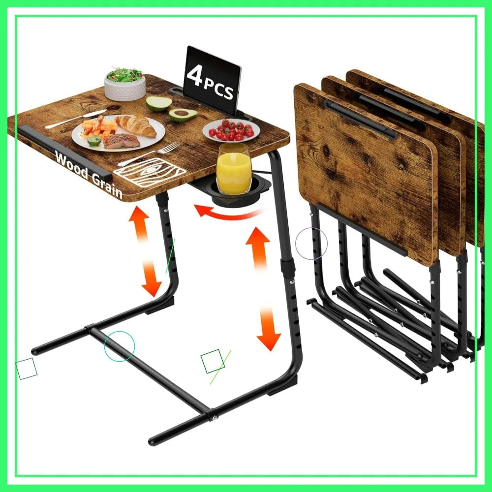 4 Piece TV Tray Set for Living Room and Home Use