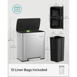 Dual Compartment Trash Can/16 Gallon