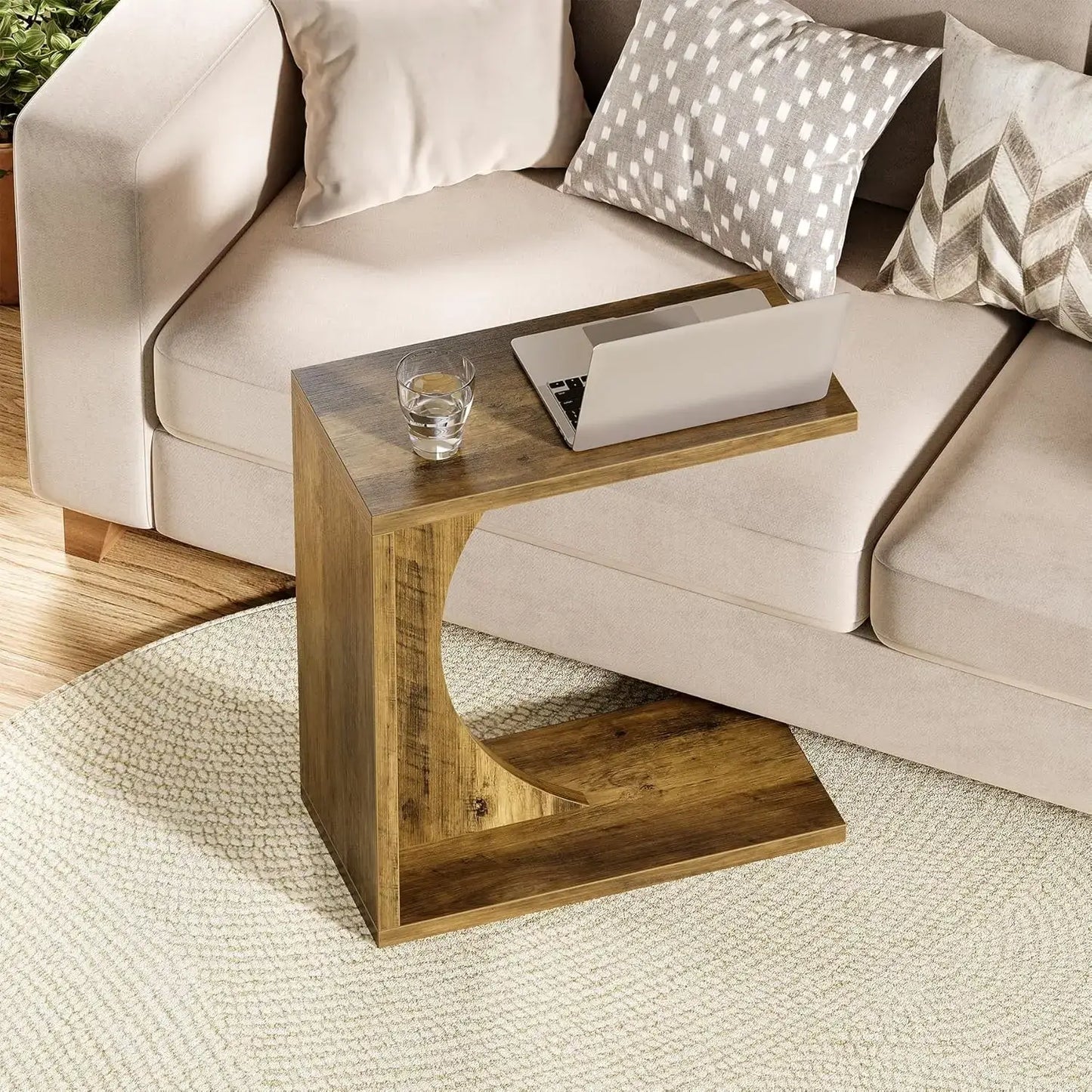C Shaped End Table for Living Room and Home Use