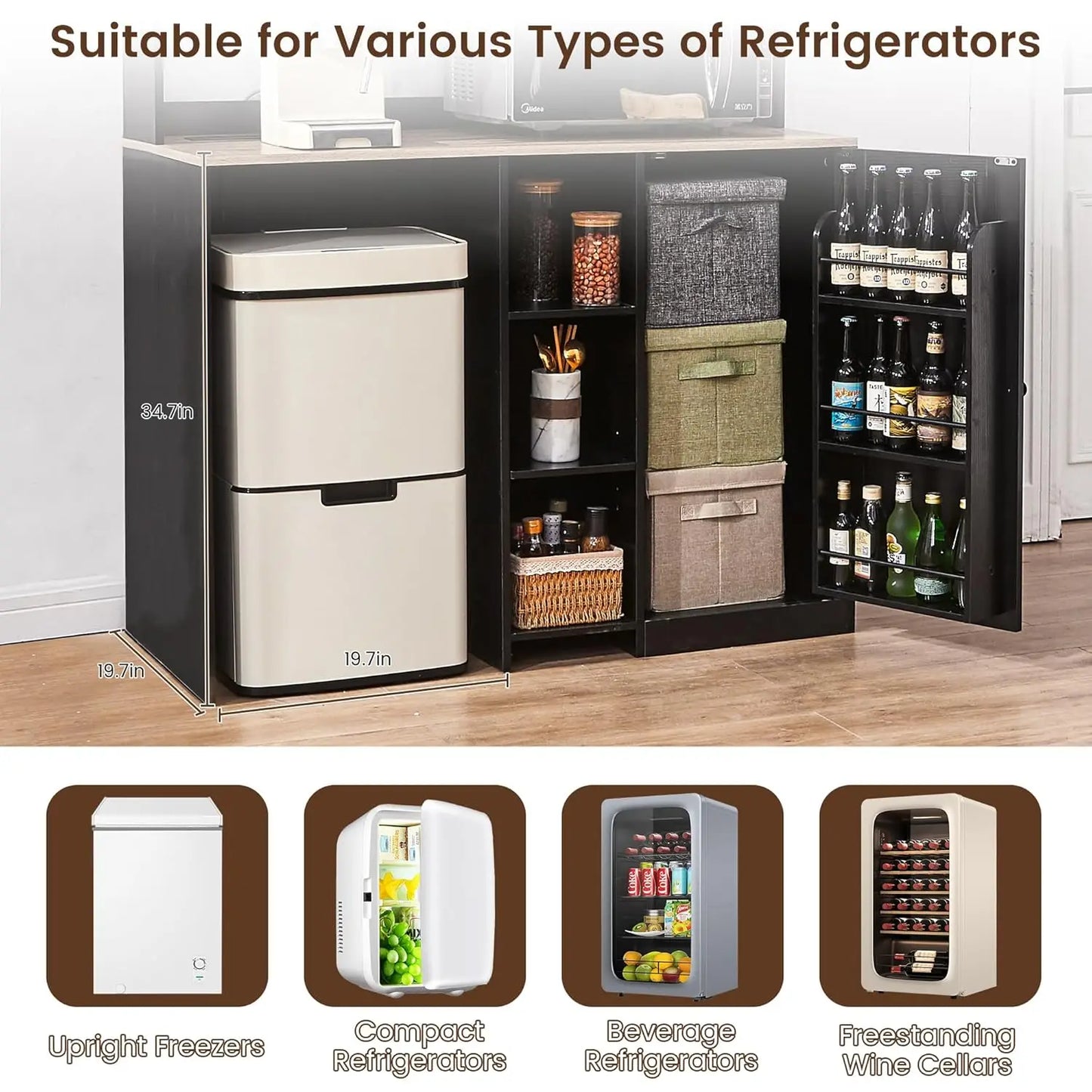 Mini Fridge Cabinet with Storage