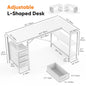 L Shaped Desk with Shelf & Drawers Stylish Home Office Desk