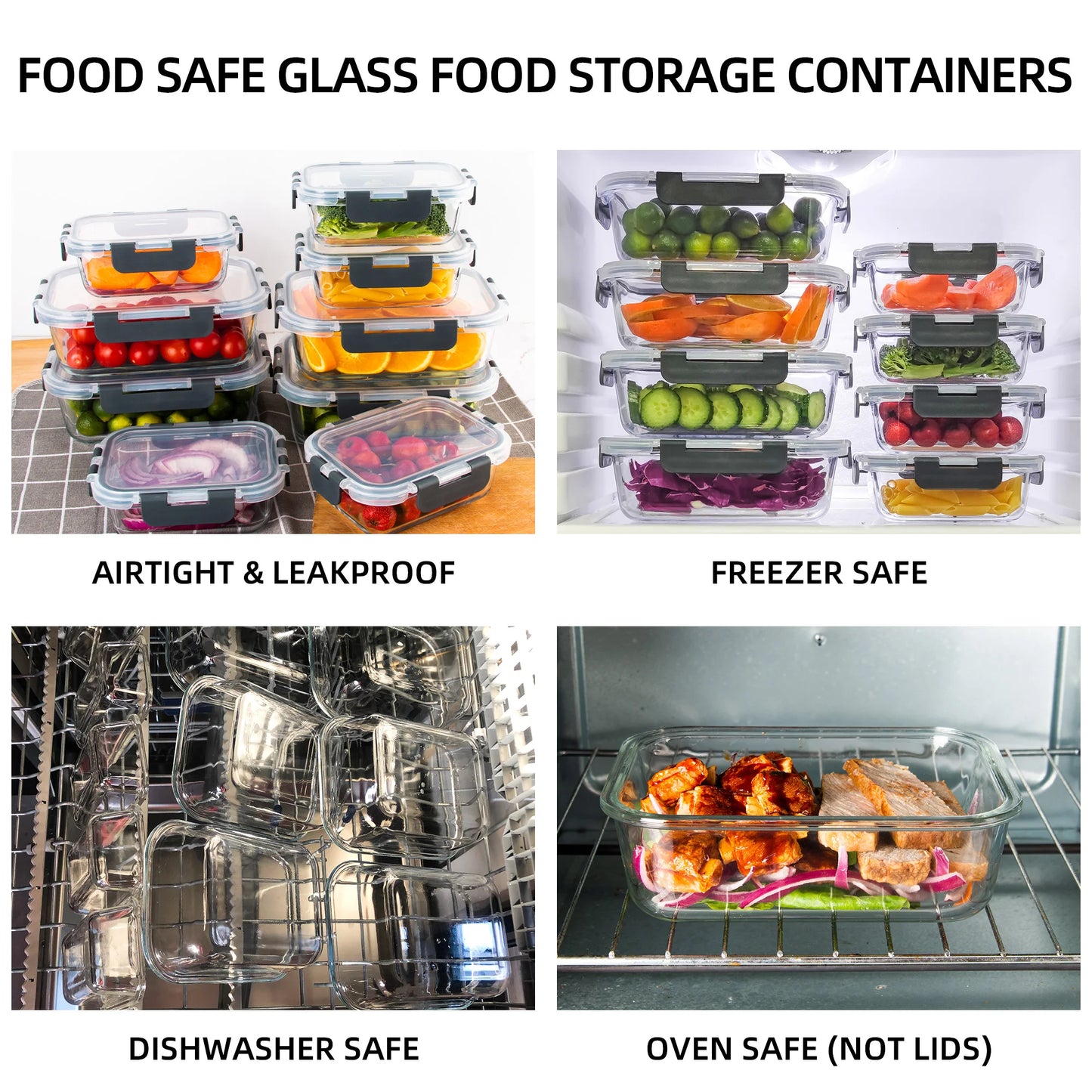8-Piece Glass Food Containers