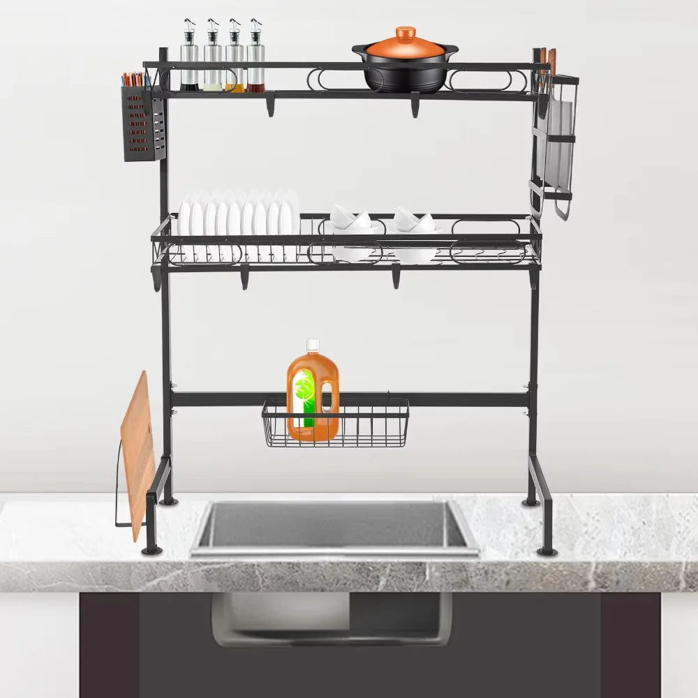 Over Sink Dish Drying Rack Space-Saving Kitchen Organizer
