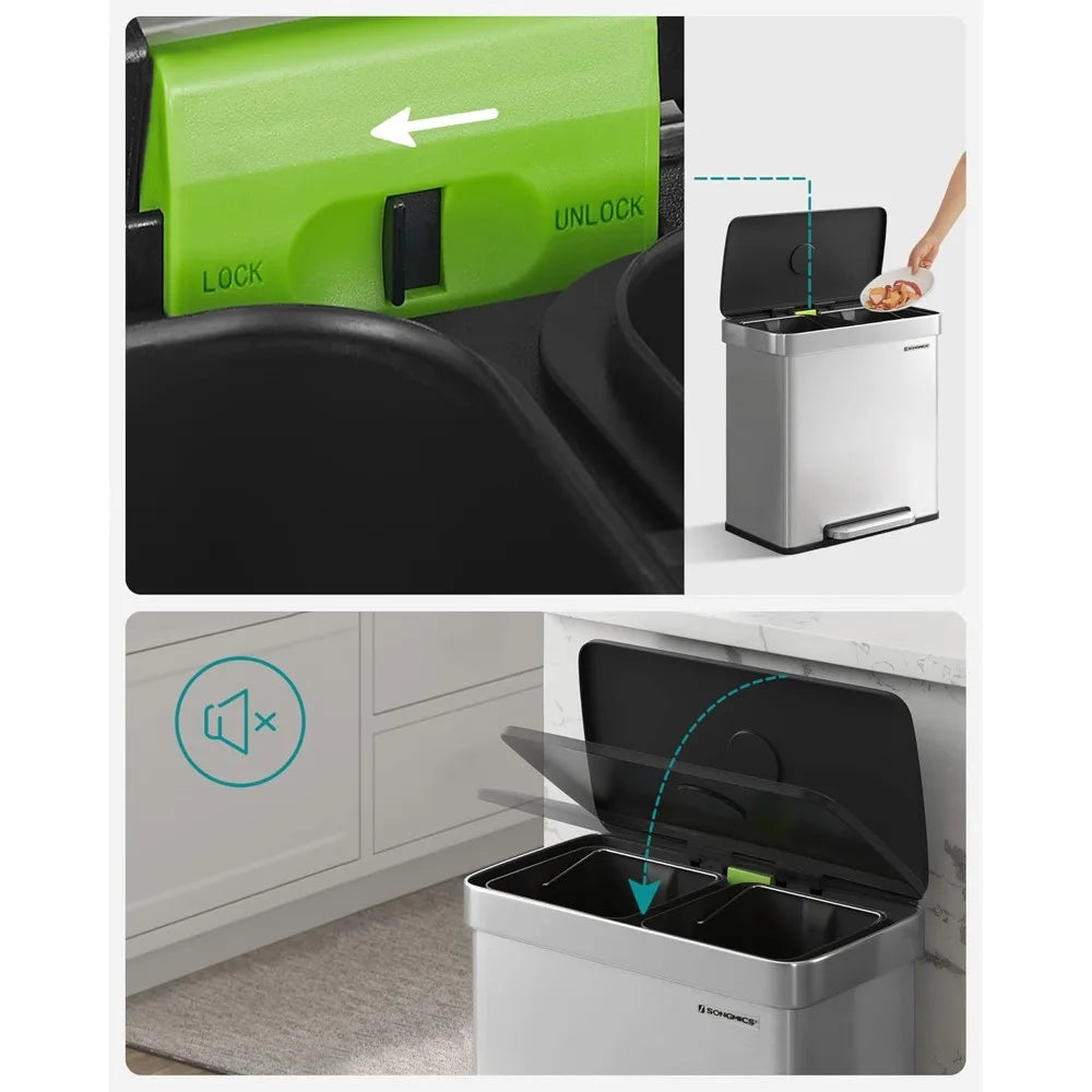Dual Compartment Trash Can/16 Gallon