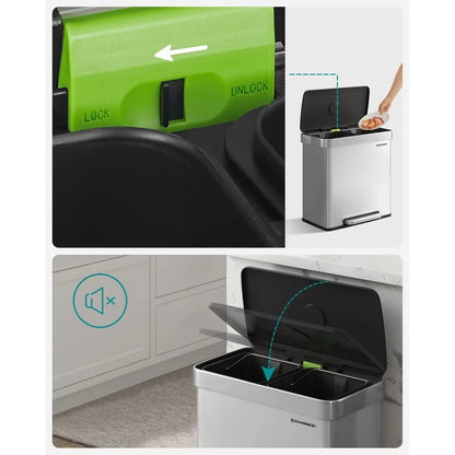 Dual Compartment Trash Can/16 Gallon