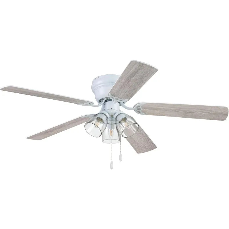 52" Ceiling Fan/Clear 3 Lights/LED
