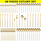 Luxury Golden Cutlery - 60 PCS