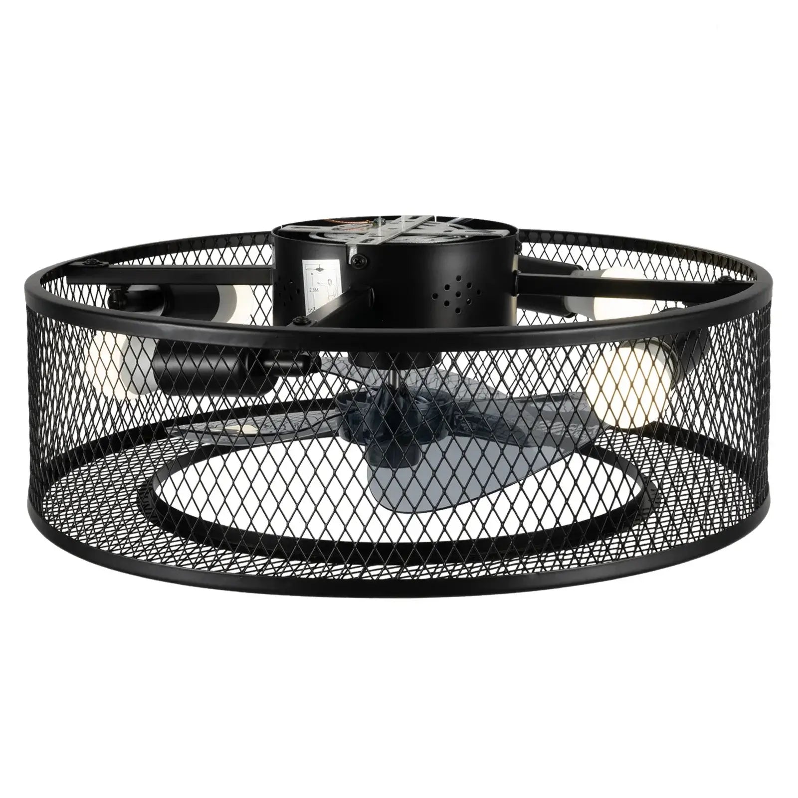 Caged Ceiling Fan with Integrated Light Fixture