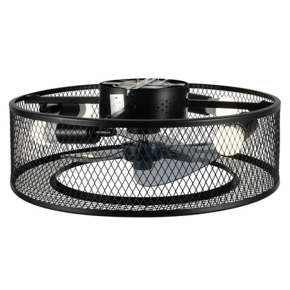 Caged Ceiling Fan with Integrated Light Fixture