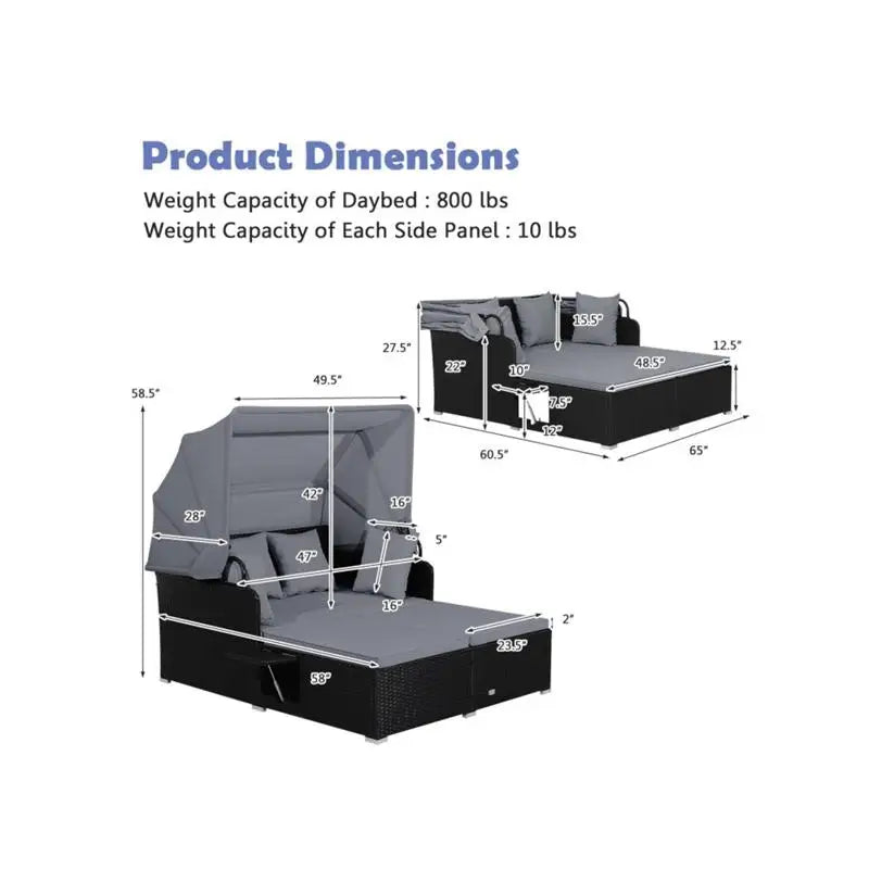 Gray Rattan Daybed Lounge