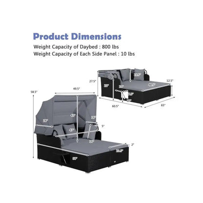 Gray Rattan Daybed Lounge