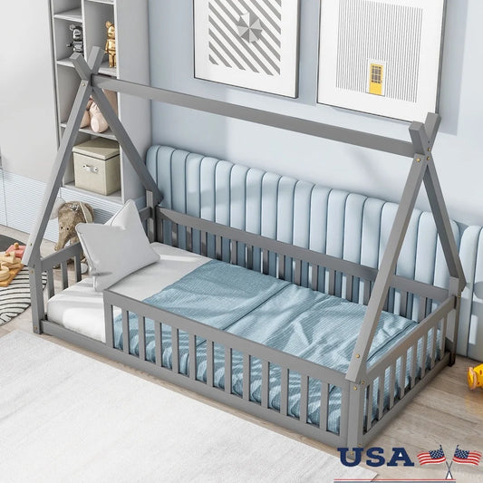 Wooden Twin Floor Bed