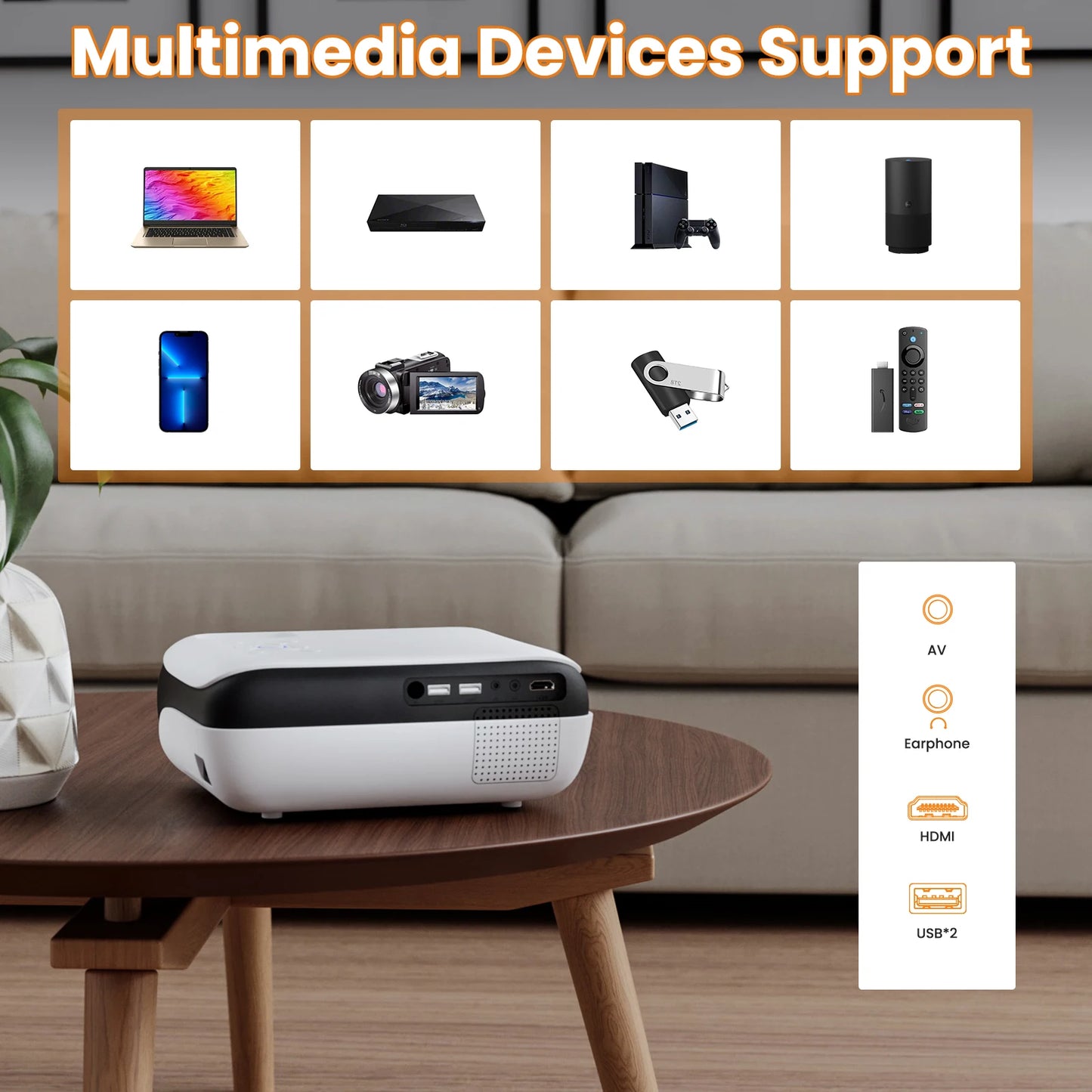 Bluetooth Projector 1080P