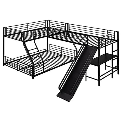 Metal L-Shaped Triple Bunk Bed