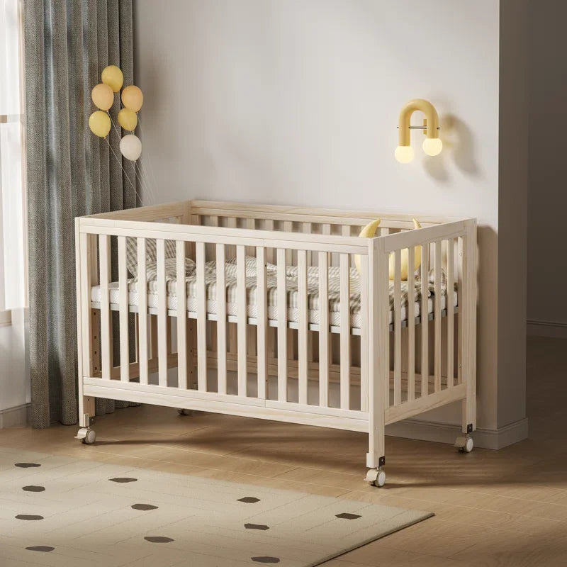 Convertible Baby Crib with Adjustable Mattress & Safety Rail